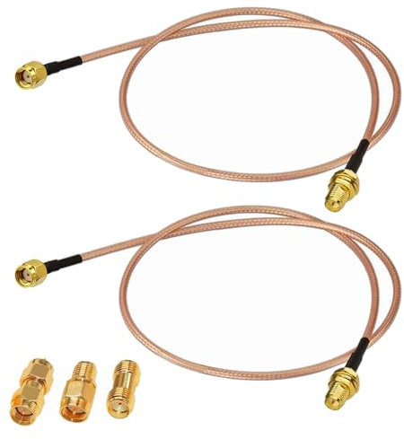 GTIWUNG 2 Stück RP SMA Stecker auf RP SMA Buchse Kabel RG316 Koaxialkabel 30cm WiFi Antennenverlängerung Antennenkabel Male Pigtail WLAN-Antennenadapter für GPS/3G 4G LTE + 3 Stück RP-SMA-Adapter Set