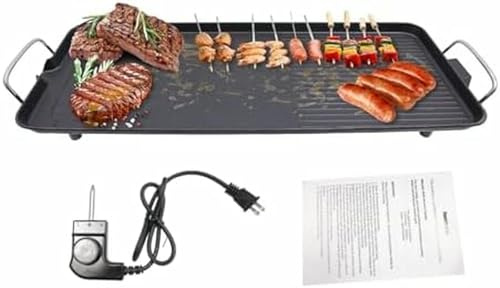 OJHGRDFV Grill Électrique pour L'extérieur De 1500 W, Idéal pour Le Camping, Patio, Barbecue, Pancakes, 5 Vitesses (32-482 °F), 68 X 28 X 7 Cm, pour 1-6 Personnes, Idéal pour Griller Le Porc.