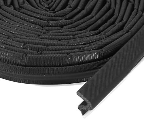 sourcing map Weather Stripping Door Seal, 29 ft Foam Kerf Weather Strips V-Shape Soundproofing Exterior Door Frame Seal Strip for Large Gap (Black Cover/Grey Foam)