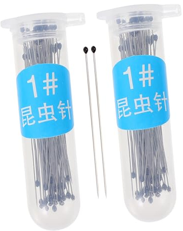 BESTYASH 200 pièces Épingles Entomologie Acier Inoxydable Kit Multi Taille Aiguilles Droites Pratiques avec Flacons Plastiques Résistants