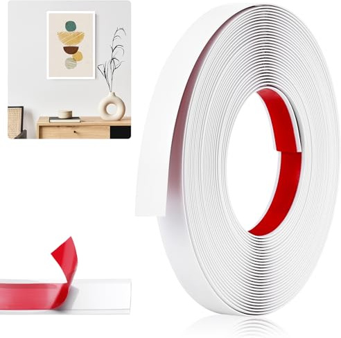 Starvortex Moulure Auto Adhesive, Blanc Baguette de Finition PVC, Décoration Moulure Adhesive de 12 m x 2 cm, Facile à Couper et à Installer, Moulures Flexible pour Bord de Carreau, Miroir, Porte