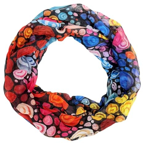 Jeamis Kreis Loop Seide Farbverlauf Frühling Rundschal Rainbow Unisex Sommer Leicht Schal Stola Dots