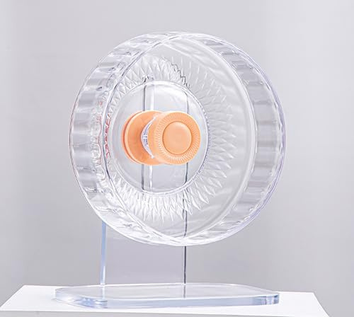 Hamsterträningshjul, 23 cm ultratyst transparent löparhjul med avtagbar bas, tysta lager, liten husdjursbur tillbehör 2-delat set