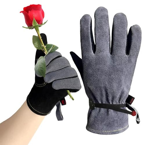 Leder-Arbeitshandschuhe für Männer und Frauen, strapazierfähig, hitzebeständig, Handschuhe für Schweißen, Gartenarbeit, Holzofen und Bauarbeiten