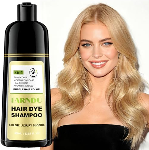 Blonde Haarfärbe Shampoo Haarfärbeshampoo 3 in 1 zur Abdeckung grauer Haare | 6 pflanzliche Wirkstoffe Schnellfärbung Hair Dye Shampoo für Frauen und Männer