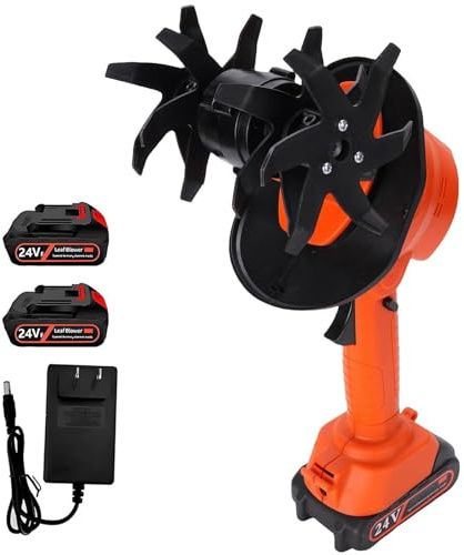 Motobineuse Électrique, 24V 235RPM Bineuse sans Fil avec Poignée Mobile & Tige Extensible, Largeur Ø10cm, Idéale pour Petits Massifs et Potagers – 2 * 1.5Ah Batterie et Chargeur Incluse
