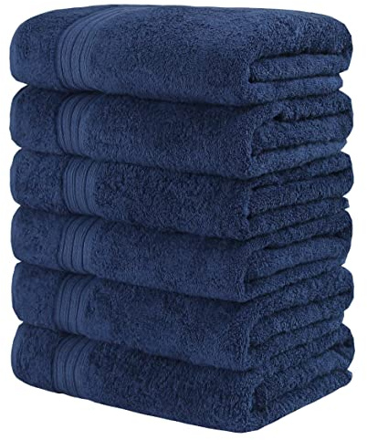 GraceAier Towels Premium Blue Hand Towels - 6-Pack-100% Combed Ring Spun Cotton, Ultra Soft and Highly Absorbent, Exrta Large Hand Towels 40 x 76 cm, Hotel & Spa Quality Bathroom Towels