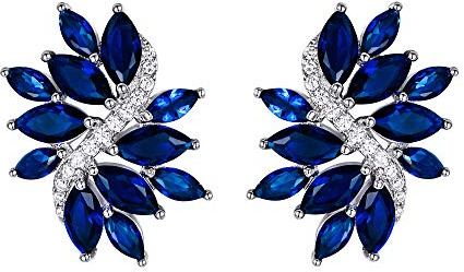 EVER FAITH Femme Marquise CZ Party Daily Floral Feuille Stud Boucles d'oreilles percé