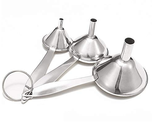 Entonnoir En Acier Inoxydable, 3 Pièces Mini Entonnoir Acier, Acier Inoxydable Ensemble d'entonnoir à Cuisine Avec Poignée Et Filtre Détachable pour Le Transfert de Liquide (Argent)