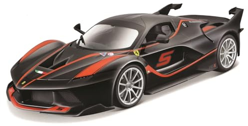Bburago Ferrari FXX-K: Modellauto im Maßstab 1:18, Ferrari Race & Play Serie, Kofferraum und Motorhaube zum Öffnen, lenkbar, 24 cm, schwarz #5 (18-16010BK)