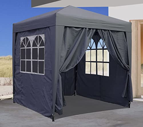 QUICK STAR Gazebo Pop-Up 2,5 x 2,5 m Fumè con 4 Fianchi Easy Fastening con 2 Cerniere