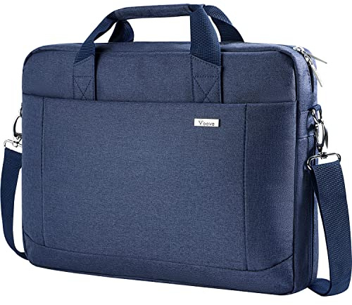 Voova Laptop Bag Case 14 15.6 Inch Computer Sleeve Messenger Bag, Blue | Computer Bag MacBook Bag with Shoulder Strap Expandable Waterproof Large Capacity Business Briefcase for Travel, Men Women