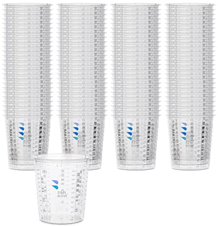 BenBow Vasos Medidores Profesionales 100x 680 ml con escala múltiple – vasos desechables para mezclar pintura