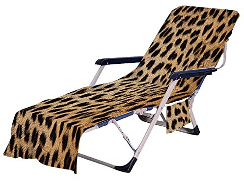 Strandkorb-Handtuch mit Seitentaschen,3D Tier Leopard Zebramuster Drucken Strandtücher Chaiselongue Handtuchbezug für Sonnenliege, Pool, Sonnenbad, Garten, Strand, Hotel (Farbe 7,75 × 210 cm)