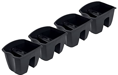 PAFEN 4X Blumenkasten Hängetopf - 24,5 x 28,5 x 20,5 cm -Blumentopf Pflanztopf Balkontopf Geländertopf Geländerkasten, Anthrazit