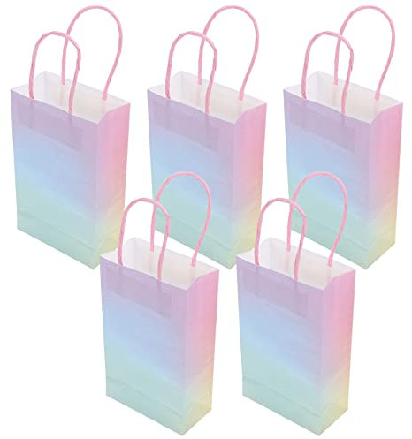 STOBOK 5piezas Bolsas De Obsequio De Papel Macarrón Color Para Fiestas De Celebración Bolsa De Mano Para Regalos