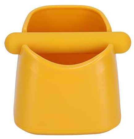 TOPINCN Coffee Knock Box, Espresso Knock Box Coffee Grounds Knock Box Small Knock Container with Removable Knock Bar Espresso Dump Bin Coffee Grounds Container(Yellow)