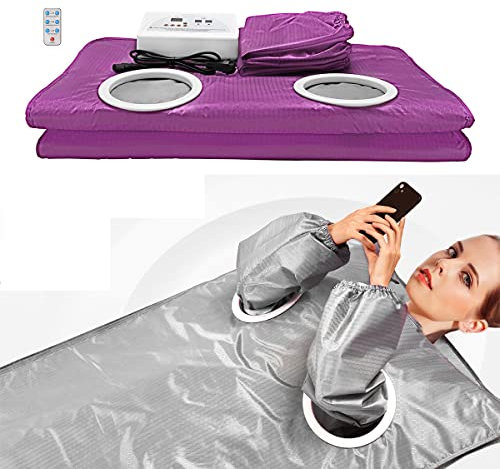Couverture de sauna infrarouge pour perte de poids, sauna portable à la maison, sauna professionnel de contrôleur à 2 zones, couverture de sauna de chauffage minceur thermique avec manches pour le spa
