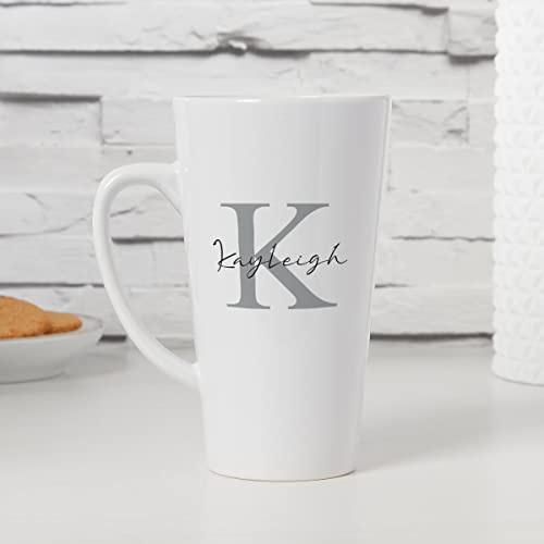 BGExpress Personalised Latte Mug - Initial Name Large Duraglaze Ceramic Tall Latte Mugs Custom Gift for Birthdays, Weddings, Valentine's Day, Girlfriend, Boyfriend - Coffee Cup, Kitchenware
