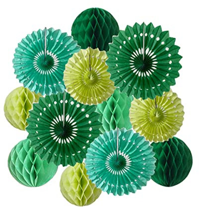 Wabenbälle, 15,2 cm, 20,3 cm, Seidenpapier-Fächer, Party-Wabenbälle, Wanddekoration, Seidenpompons, Blumenbälle, hängende Papierfächer für Party, Babyparty, Geburtstag, Hochzeit, Kinderzimmer (grünes