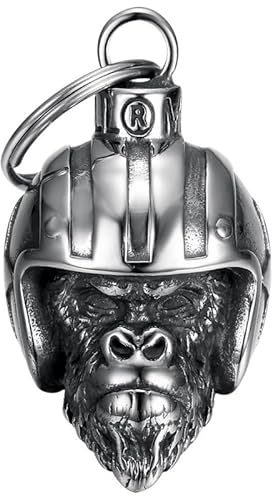 MOCY BELL - Moto campana MONKEY BIKER Portafortuna MOCY BELL Acciaio inox Argento