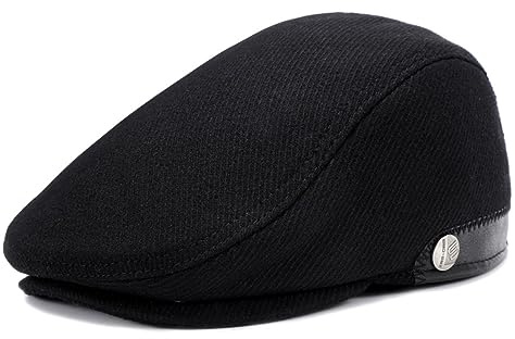 Superora Skjutmössa för män basker bomull unisex mössa 1920 stil män glidande mössa vinter varm platt mössa med rutmönster bomullsmössor, Svart1, one size