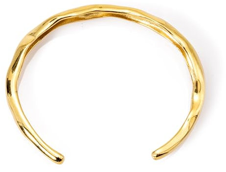 18K PVD Vergoldet Armband für Frauen - Wasserdicht Mode Designer zart gewellte Manschette Edelstahl Schmuck Armband für Frauen