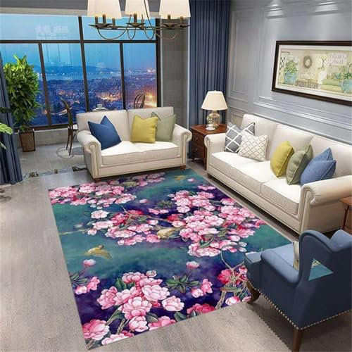 RUGMRZ Webteppich Teppich Antirutschunterlage Wohnzimmerteppich Modern Style Blau Schlafzimmer Waschbar Kinder Zimmer 100X200CM