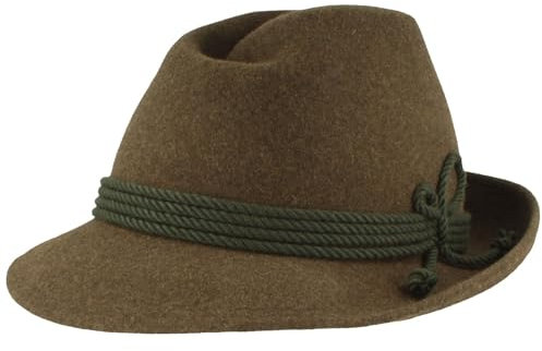 Breiter Herren Trachtenhut Filzhut Herrenhut Werdenfelser Handgemacht 100% Wolle grüne Kordel-Garnitur grün Mel. 61