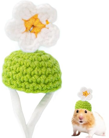 Hayaww Handgestrickte Mini-Hüte mit verstellbaren Hamsterhut mit verstellbarem Riemen Strickmütze Hamster Mini-Kleintier-Hut Trägern für Haustiere Meerschweinchen Kaninchen,Eidechse,Reptilien (B)