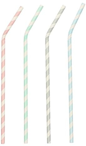NEU Trinkhalme Pure aus Papier, biegbar, Ø 6 mm, 22 cm, 100 Stück, Stripes