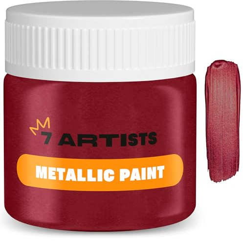 7 Artists Acrylfarbe Bordeauxrot Metallic 50 ml – Professionelle Acrylfarbe mit Glitzer Effekt für Basteln & Malen | Glitzerfarbe für Holz, Leinwand, Ton & Stein | Acrylfarben Metallic Einzeln
