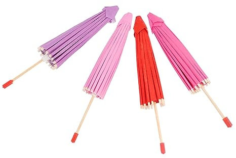 Holibanna 4pcs Mini Oil-paper Umbrellas Solid Umbrellas for Boys and Girls Diy Decorations Party Props