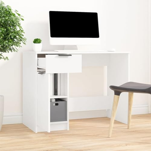 Myheimly Schreibtisch Computertisch Arbeitstisch Bürotisch PC Tisch Büro Laptoptisch Büromöbel Arbeitszimmer 100x50x75cm Holzwerkstoff Weiß