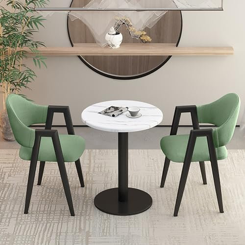 Modernes Büro Empfangsraum 3-teiliges Esszimmer-Set mit 2 gepolsterten Stühlen und Verhandlungstisch Rund Konferenztisch Set für kleinen Konferenzraum Kaffee Küche Esstisch Set für Club Zimmer