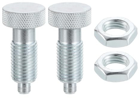 sourcing map 2 unidades de émbolo de resorte M16x2 tamaño de rosca diámetro de pasador de 8 mm retráctiles de liberación rápida, acero al carbono, émbolo de índice sin bloqueo para equipos