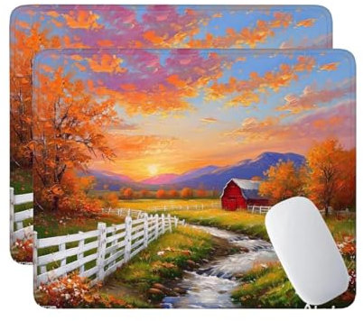 2 Pcs Farm Mouse Pad - 14.2x11.8x0.12 in, Gaming Mouse Mat With Anti-slip Rubber Base, Easy Gliding Mouse Mat, Spill-Resistant Surface, Portable Small Desk Mat, Home Office Accessories Mousemat W-720