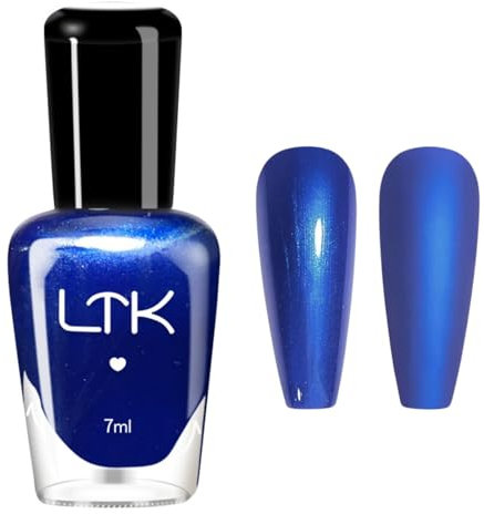 Blue Nail Varnish - Chrome Nail Polish - Quick Dry Nail Polish - Highly Glossy And Reflective Glitter Nail Varnish - Royal Blue Nail Art for Manicure Salon