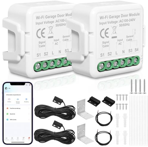 Garage Door Opener WiFi Smart Garage Door Opener SOARFLY Garage Door Opener by Mobile Phone with Door Sensor Tuya App Control Compatible with Alexa, Google Assistant, No Hub Required (2)