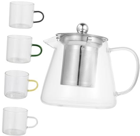 SOLUSTRE Glasteekanne Mit Hitzebeständiger Borosilikatkonstruktion Wasserkocher Für Haushalt Großvolumige Kanne Teeinfuser Mit Effektivem Filter Für Dufttee Und Früchteteezubereitung