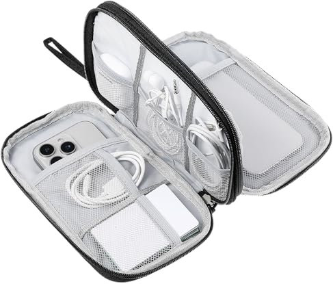Nogeqi Kabeltasche Organizer, Kabel Tasche Ladekabel, Powerbank Tasche Travel Organizer, Kabelorganizer Tech Pouch Elektronik Kabel Aufbewahrung Doppelschicht Für Handyladekabel Usb Powerbank(Schwarz)