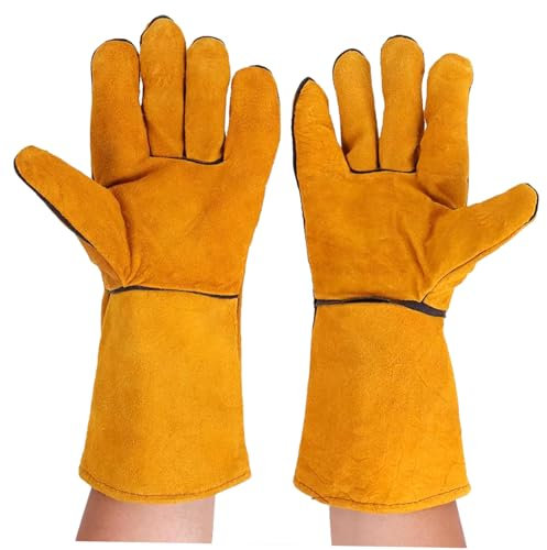 TOYANDONA 1 Paar Lange Gartenhandschuhe für Damen und Herren Robuste Hitzebeständige Arbeitshandschuhe mit Baumwollfutter für Gartenarbeit Bau und Schutz Handgelenken Verschleißfest