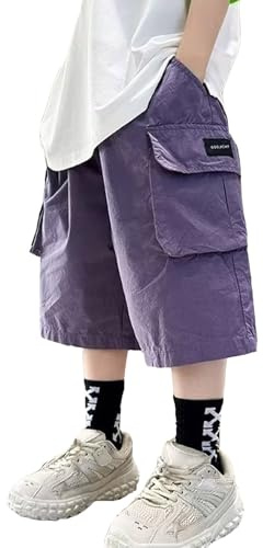 Short Cargo 2025 pour garçons Pantalon de Sport Court Bermuda décontracté Confortable et léger Taille Lastique Running Ado Garcon 4-14 Ans