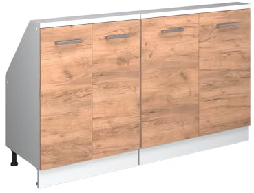 Vicco Dachschrägenschrank-Set Rion, Goldkraft Eiche/Weiß | B140 x T46 cm, 2er Set, platzsparend für Dachschrägen