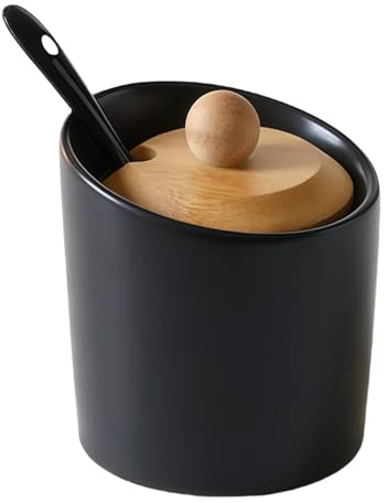 Zuccheriera in tinta unita con coperchio e cucchiaio da 200 ml, porta zucchero per bar, zuccheriera in ceramica