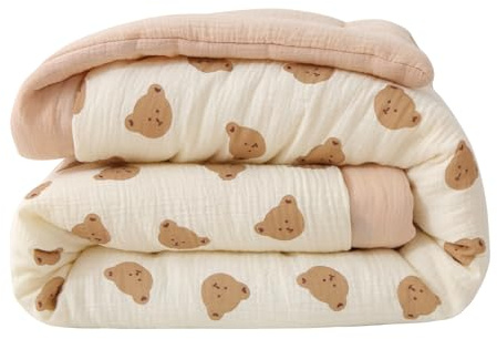 CLoucl Cotton Muslin Toddler Comforter/Quilt,Ultra Soft & Breathble Muslin Toddler Blanket,All Season Baby Blankets for Boys and Girls, Machine Washable,41x48