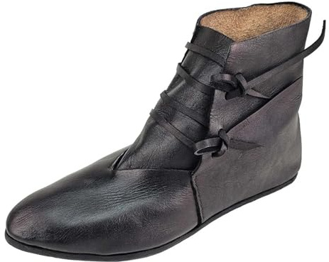 Generisch Bottines médiévales pour homme 2025 à enfiler style médiéval à enfiler - Chaussures décontractées à talon bas - Chaussures confortables pour le quotidien - Noir
