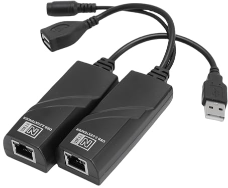 Zopsc Extensor USB a través de Ethernet de 100 m, kit adaptador de extensor USB 2.0 a red, para cable CAT5 CAT5E CAT6 para impresora, cámara, disco duro. (enchufe de EE. UU.)