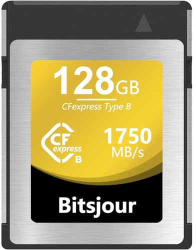 Bitsjour CFexpress Type B 128 Go, Vidéo et Photo RAW 8K 4K Fluides, CF Express Carte Mémoire pour Appareils Photo Canon Nikon FUJIFILM Panasonic et Caméscope