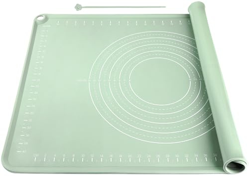 Extra Large Silicone Baking Mat for Countertops, Extra Thick 28 x 20 Non-Slip Pastry Mat with Raised Edges and Measurements, Food-Grade Dough Rolling Sheet for Kneading, Pizza, Bread,Fondant